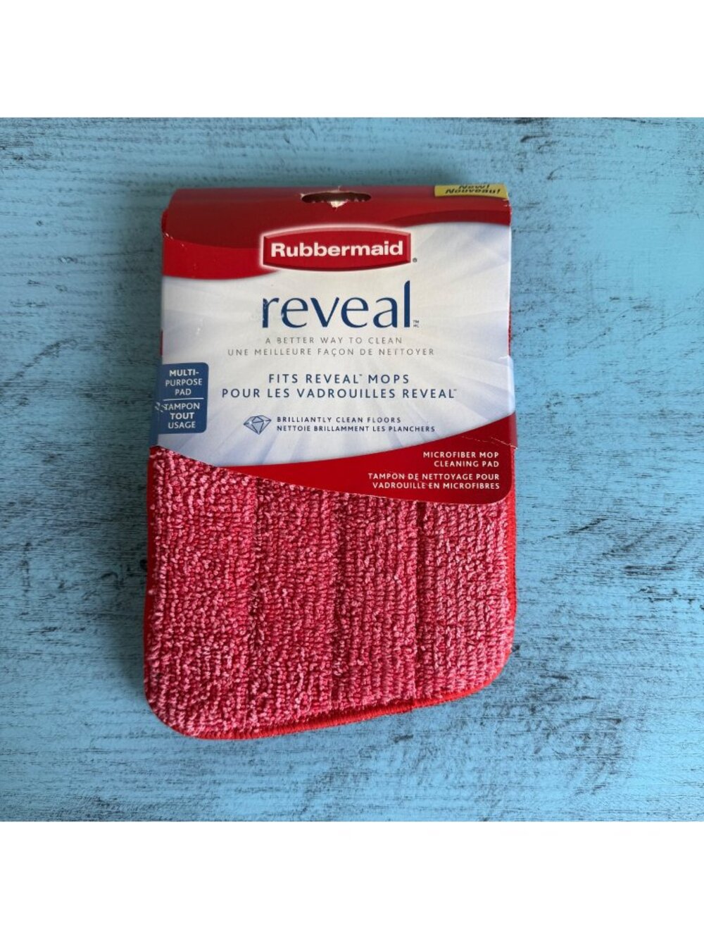 Rubbermaid Reveal Spray Mop Replacement Wet Mopping Red Microfiber Pad NEW